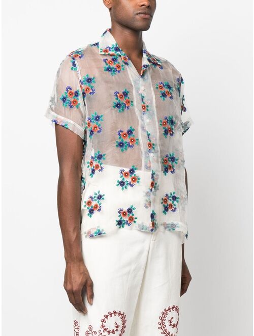 BODE sheer daisy-embroidery shirt