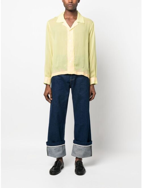 BODE geometric-panneled silk shirt