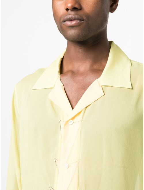 BODE geometric-panneled silk shirt
