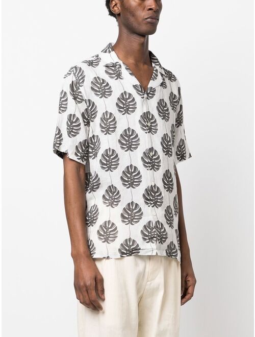 Frescobol Carioca leaf-print short sleeves shirt