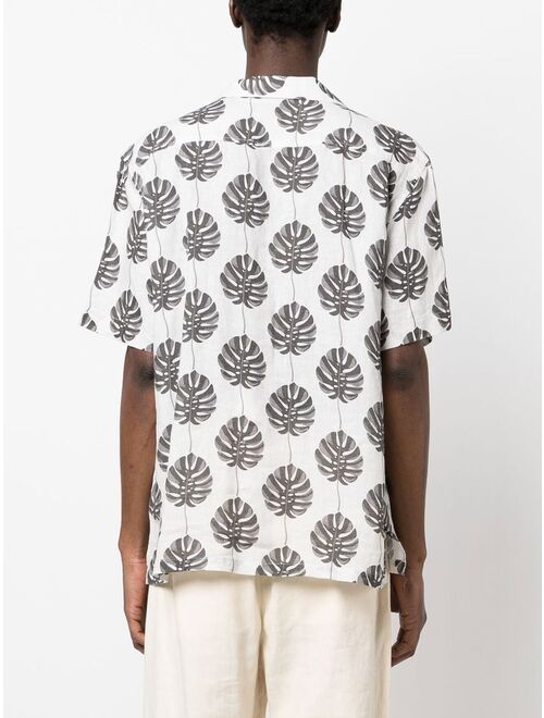 Frescobol Carioca leaf-print short sleeves shirt