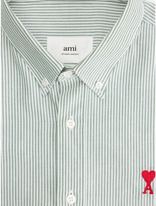 AMI Paris striped button-collar shirt