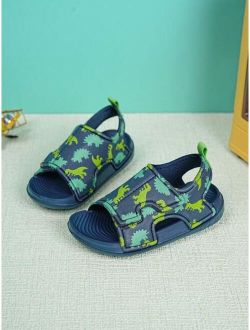 Do-mi-ku Shoes Boys Dinosaur Pattern Hook-and-loop Fastener Design Cute Flat Sandals For Summer