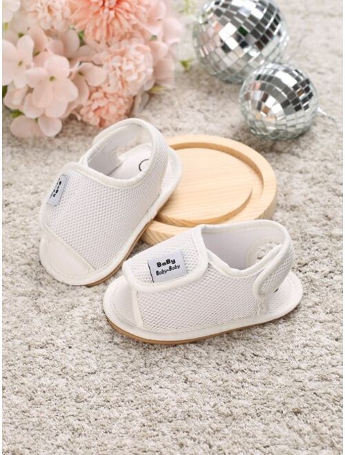 SeaGentryYue Shoes Fashion White Slingback Sandals For Baby Boys, Letter Patch Decor Sandals