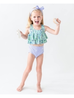 Baby/Toddler Girls Sleeveless 2-Piece Bikini Swimsuit Set with UPF50  Sun Protection