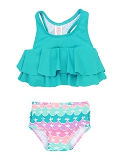 Baby/Toddler Girls Sleeveless 2-Piece Bikini Swimsuit Set with UPF50  Sun Protection