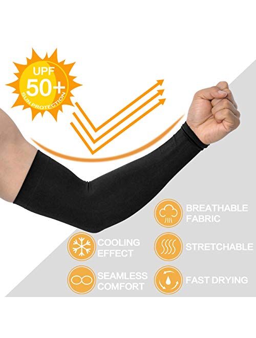 Feeke 4-Pairs Arm Sleeves for Men and Women - Tattoo Cover Up - Cooling Sports Sleeve for Basketball Golf Football