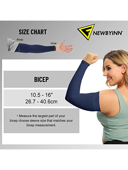 Newbyinn Arm Sleeves for Men Women, Size L - XL, UV Sun Protection Sleeve to Cover Tattoo, Cooling Compression Arm Cover