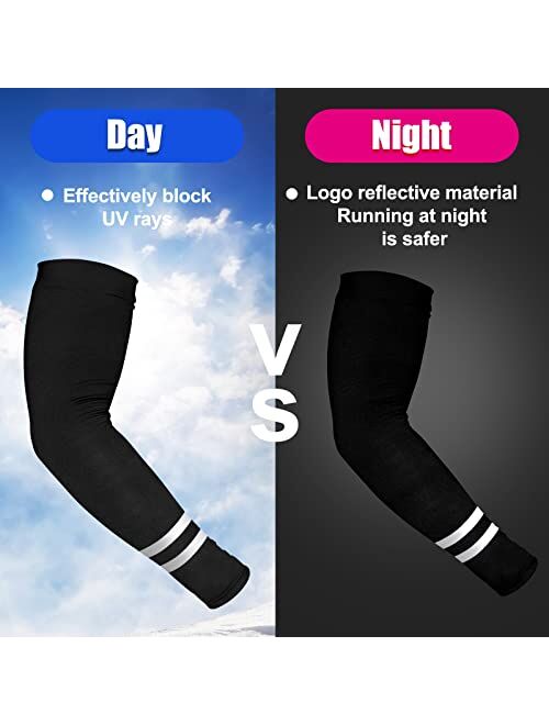 SATINIOR 6 Pairs UV Reflective Strap Arm Sleeves Cooling Sun Protection Arm Sleeve for Women Men