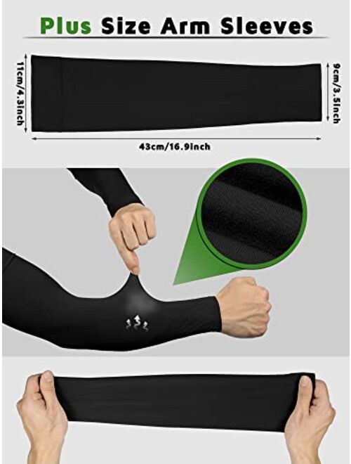 Foaincore 4 Pairs Plus Size Arm Sleeves Sun Sleeves for Men and Women Cooling Compression Sleeves UV Sun Protection