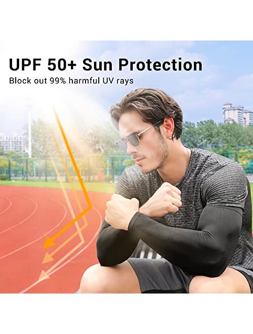 Rescoto 2 Pairs UV Protection Cooling Arm Sleeves Sun Sleeves UPF 50 Men Women