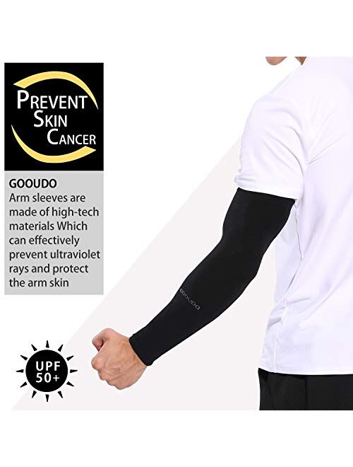 GOOUDO Compression Arm Sleeves for Men Women - Tattoo Cover Up - Sports Sleeves for Baseball Gardening UV Sun Protection