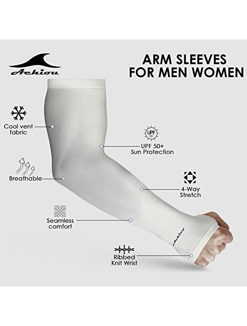 Achiou Arm Sun Sleeves Compression UV Protection Cooling for Men Women Summer Sunblock, Cycling Driving Golf Running