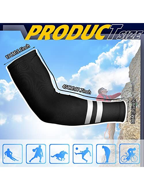 Geyoga 4 Pairs Arm Sleeves for Men Women UV Arm Sleeves Sun Protection Arm Sleeves Reflective Cooling Arm Cover