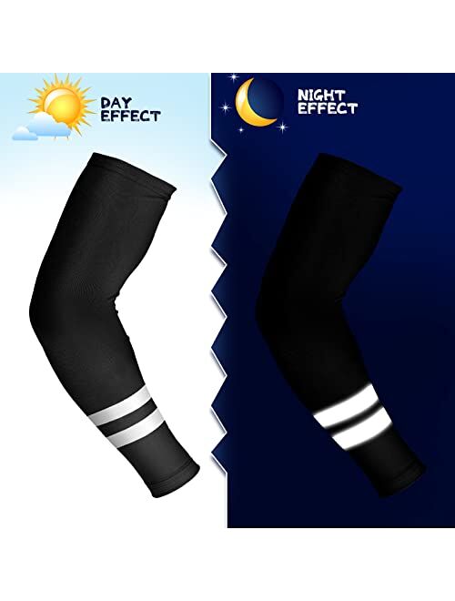 Geyoga 4 Pairs Arm Sleeves for Men Women UV Arm Sleeves Sun Protection Arm Sleeves Reflective Cooling Arm Cover