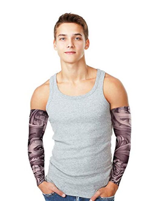 Boao 10 Pairs Sleeves Set Men's Cooling Arm Sleeves Long Fingerless Gloves Anti-Slip Sun Protection Arm Sleeves