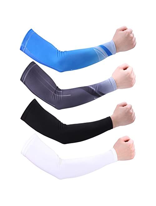DAKWAK 4 Pairs UV Sun Protection Arm Sleeves Cooling Sports Sleeve for Running Cycling