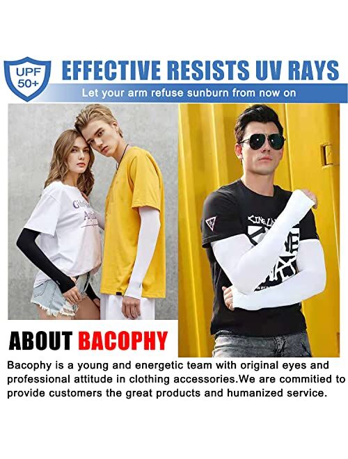 Bacophy Arm Sleeves with Thumb Holes Women Men UV Protection Cooling, UPF 50 Compression Long Arm Cover