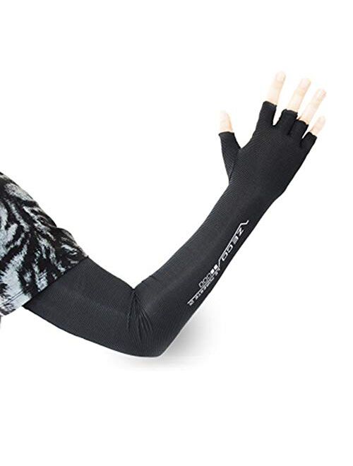 HODORPOWER UV Protection Gloved Arm Sleeves for Men & Women Cycling Ice Arm Sleeve Fingerless Sun Compression Long Arm Cover