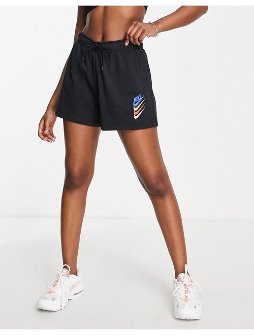 Nike DNA mid-rise logo fleece shorts in black