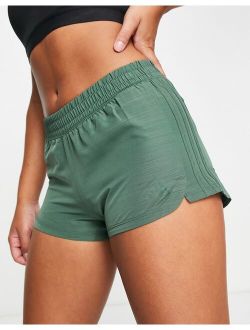 performance adidas Training Icons striped side panel shorts in green