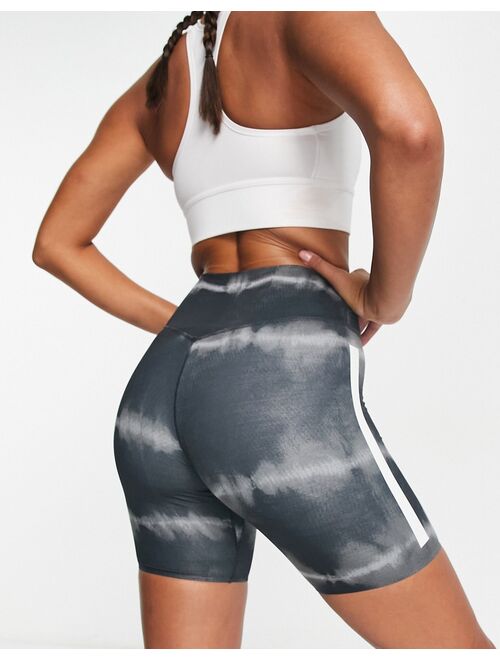 Nike Training Dri-FIT One Luxe 7-Inch tie-dye legging shorts in black