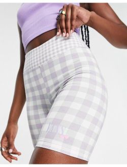 mixed up gingham legging shorts in purple