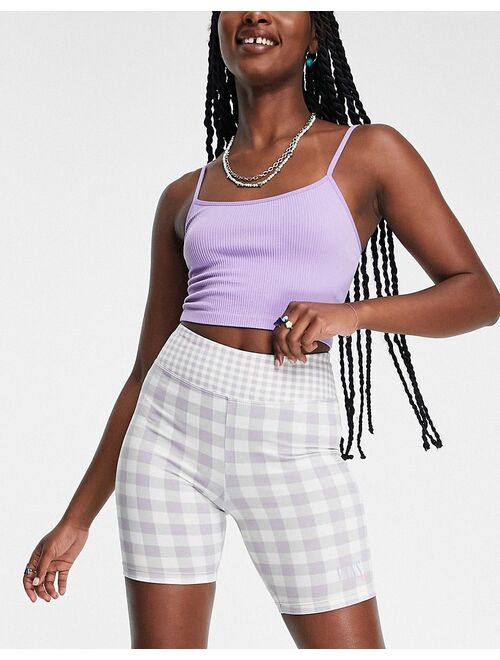 Vans mixed up gingham legging shorts in purple