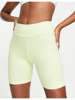 Classics ribbed legging shorts in lime green