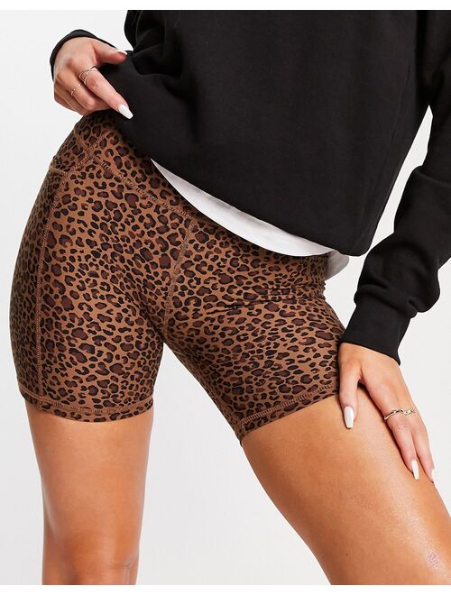 COTTON ON Cotton:On activewear high waisted pocket shorts in leopard