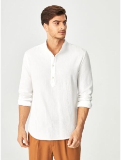 Men Half Button Solid Shirt