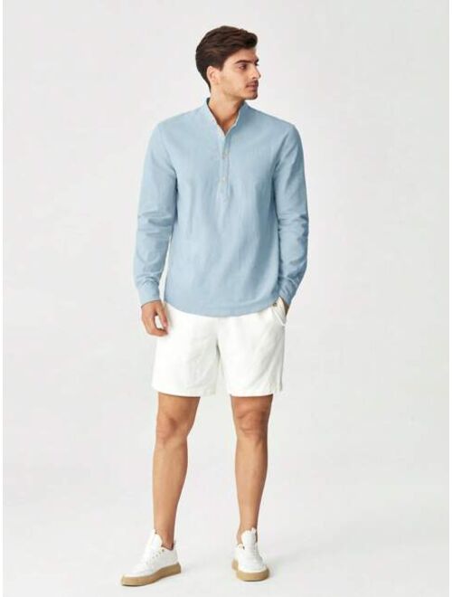SHEIN Men Half Button Solid Shirt