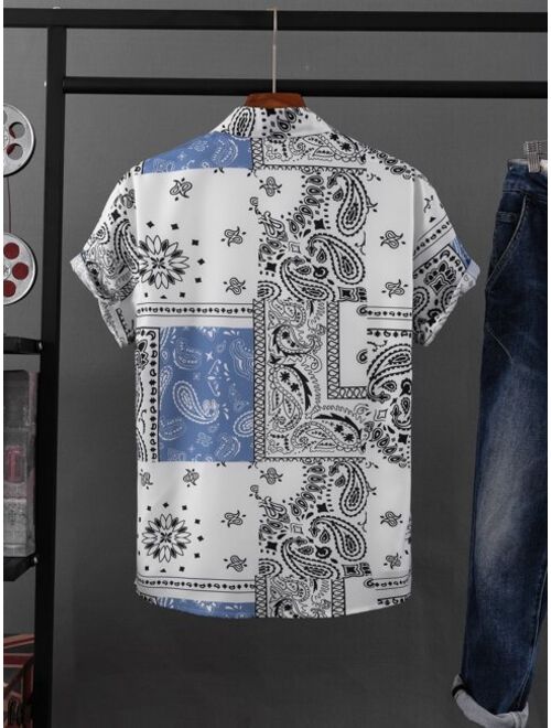 ROMWE Guys Paisley Print Shirt Without Tee
