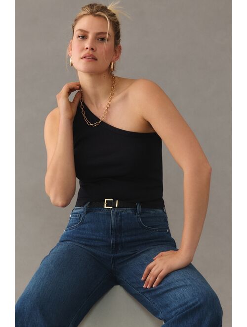 Pilcro Ribbed One-Shoulder Top