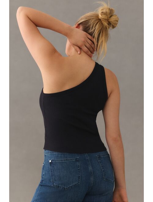 Pilcro Ribbed One-Shoulder Top