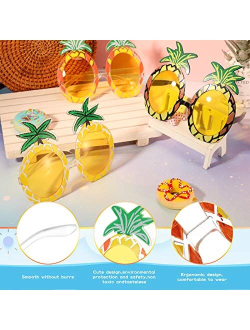 Weewooday 3 Pairs Tropical Pineapple Sunglasses Novelty Sunglasses Fruit Shape Glasses Funny Hawaiian Luau Party Eyeglasses Summer Beach Party Accessories, 3 Styles Pinea