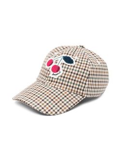 cherry-print checked cap