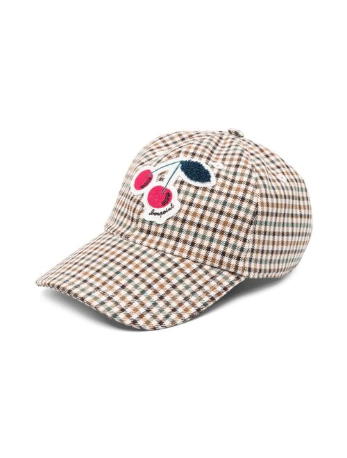 Bonpoint cherry-print checked cap