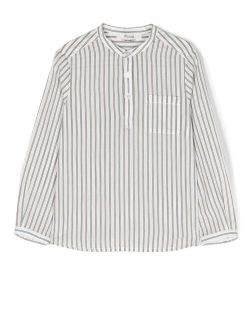 striped short button-up shirt