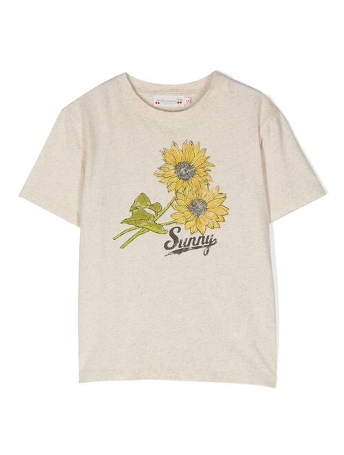 Bonpoint sunflower-print cotton-linen T-shirt