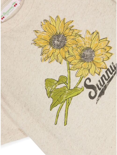 Bonpoint sunflower-print cotton-linen T-shirt