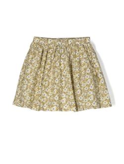 floral-print flared mini skirt
