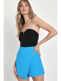 Sunny Day Wonder Turquoise Asymmetrical Skort