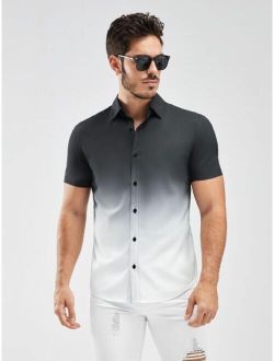 Men Ombre Button Up Shirt