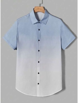 Men Ombre Button Up Shirt