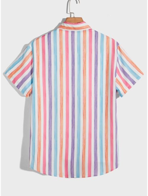 SHEIN Men 1pc Striped Print Shirt