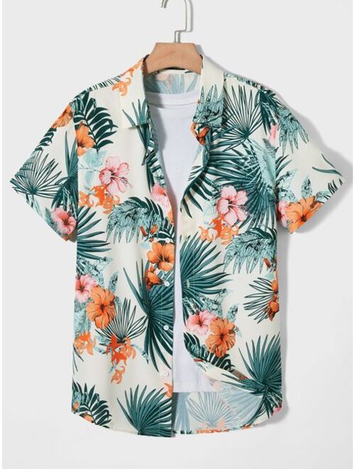 SHEIN Men Tropical Print Shirt Without Tee
