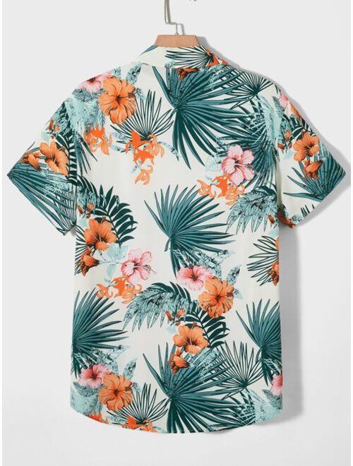 SHEIN Men Tropical Print Shirt Without Tee
