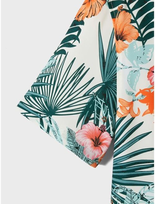 SHEIN Men Tropical Print Shirt Without Tee