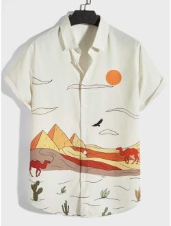 Men Landscape Print Shirt
